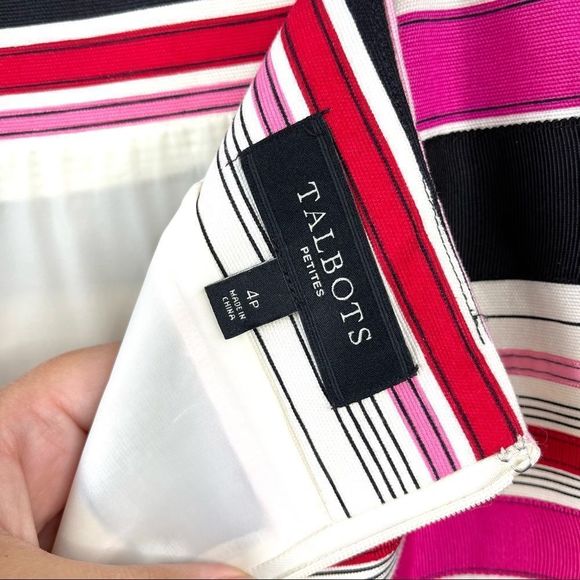 Talbots Textured Grosgrain Pink & Black Ribbon Pencil Skirt Size 4 Petite - Picture 4 of 10